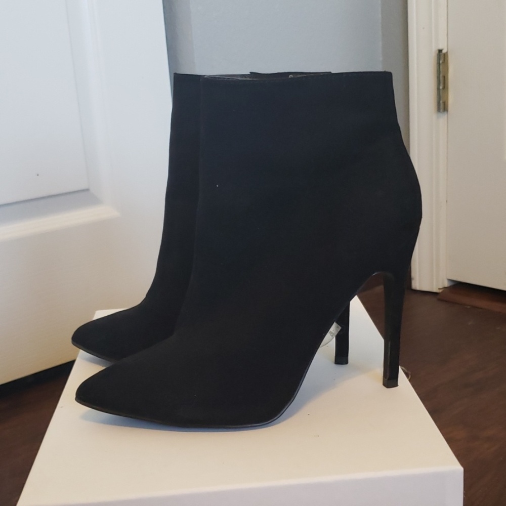 Black Suede Stiletto Ankle Boots